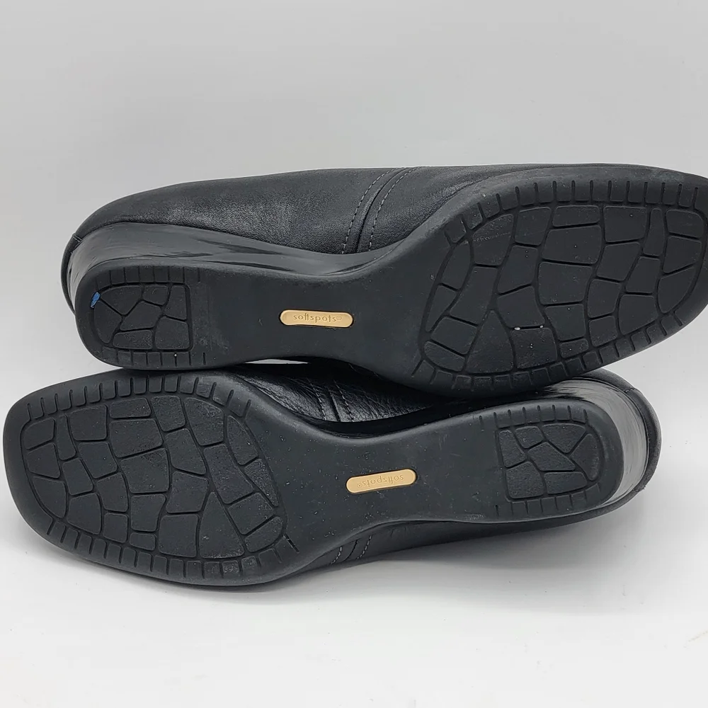 SoftSpots Black‎ Leather Wedge Size 12M. #1323